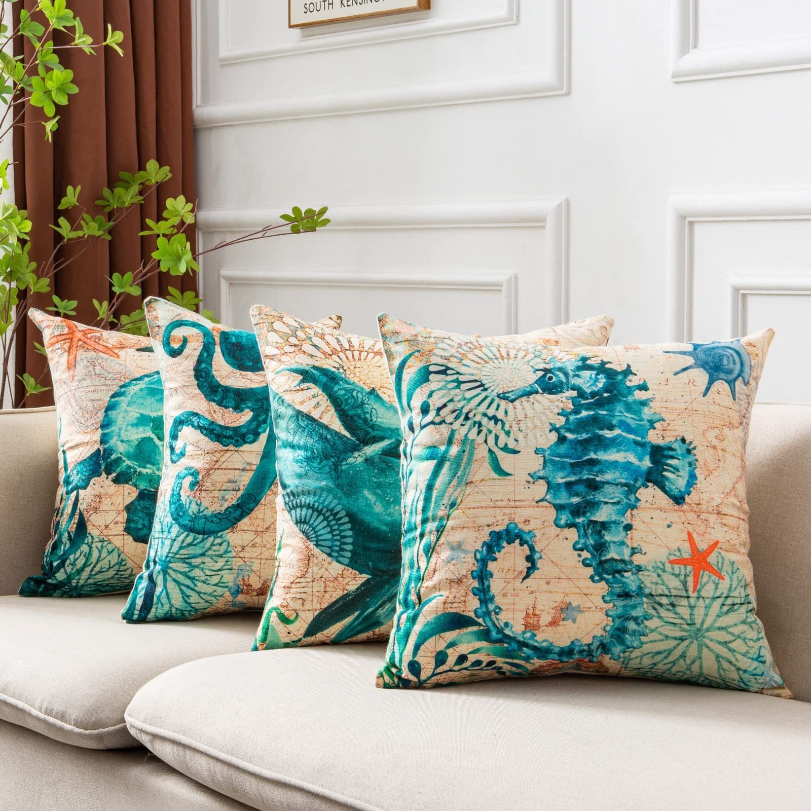 Sea Turtle Linen Cushion Cover