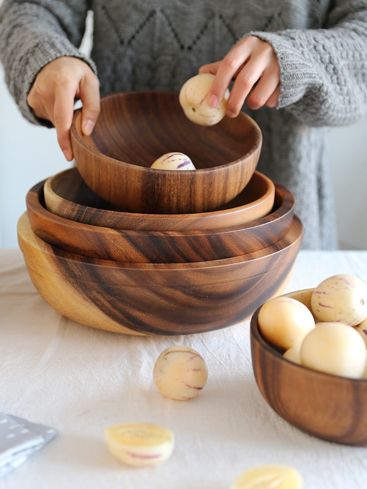 Natural Wooden Salad & Fruit Bowl