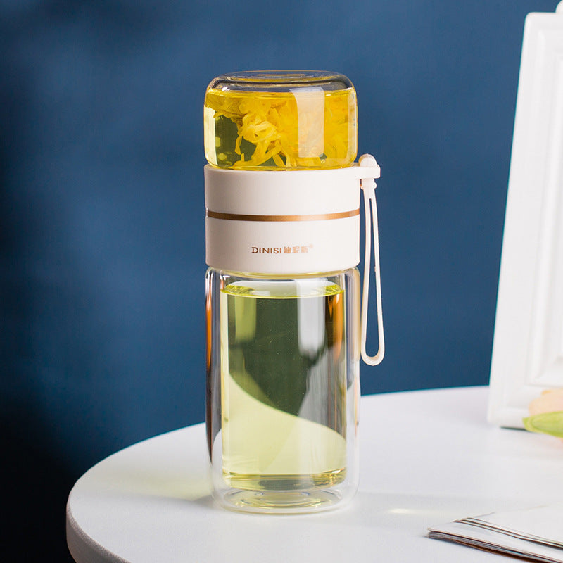 Double Wall Glass Tea Bottle with Infuser