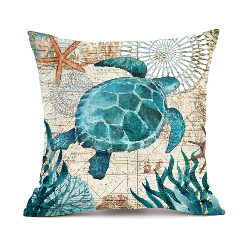 Sea Turtle Linen Cushion Cover