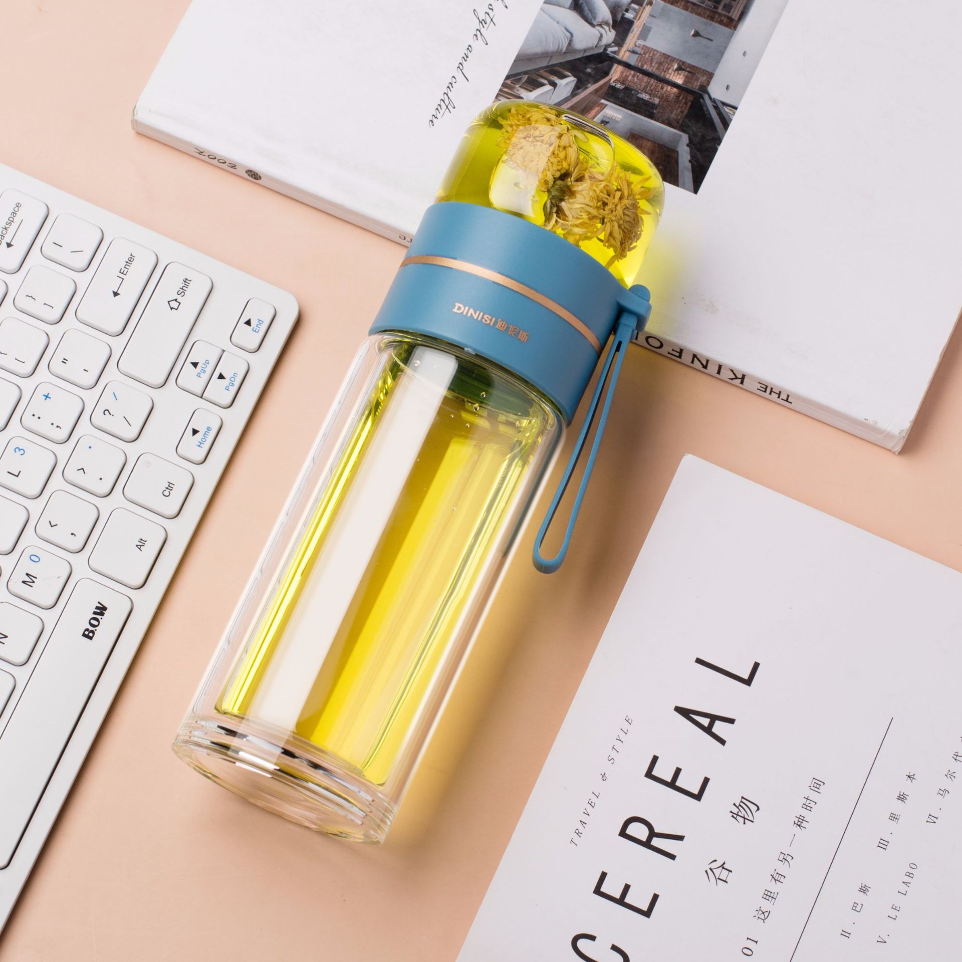 Double Wall Glass Tea Bottle with Infuser