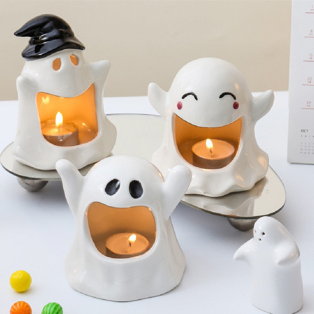 Halloween Ceramic Ghost & Rabbit Ornaments