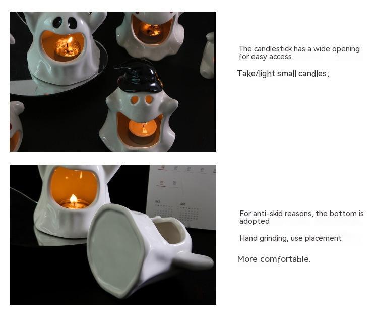 Halloween Ceramic Ghost & Rabbit Ornaments